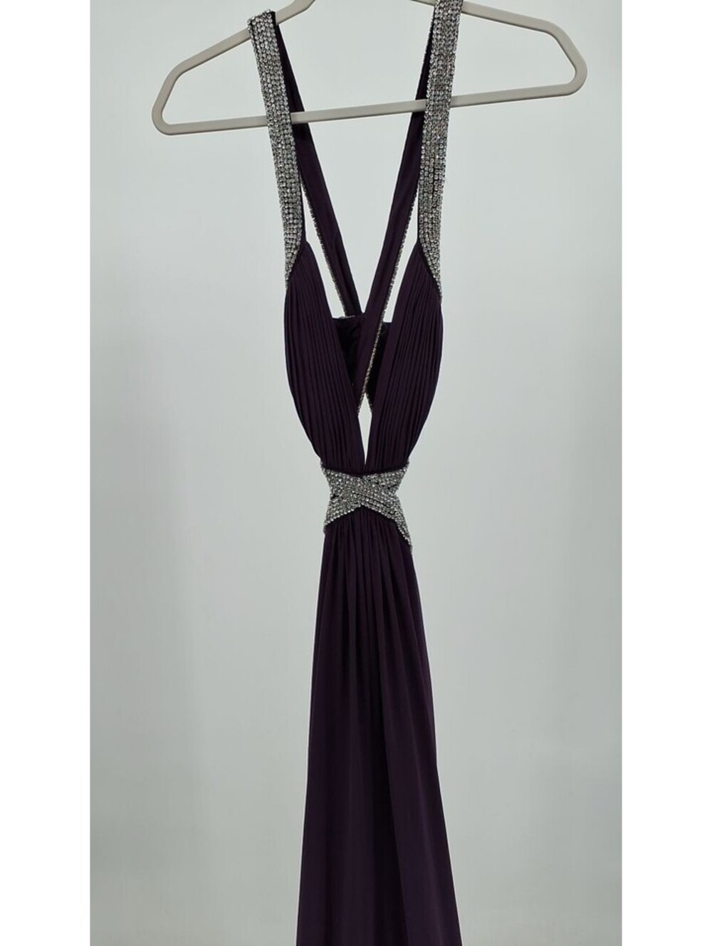 Jovani Deep Purple Prom Dress with Silver Accents